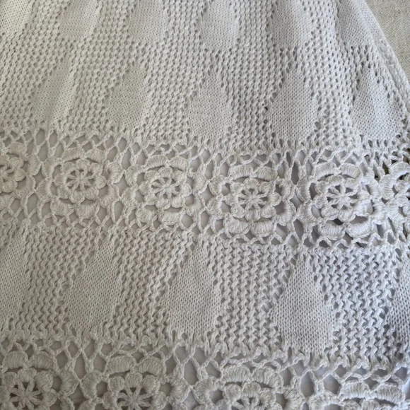 Fever White Crochet Floral Knit Mini Dress NWT Boho Festival Summer Beach Cover - Picture 3 of 12